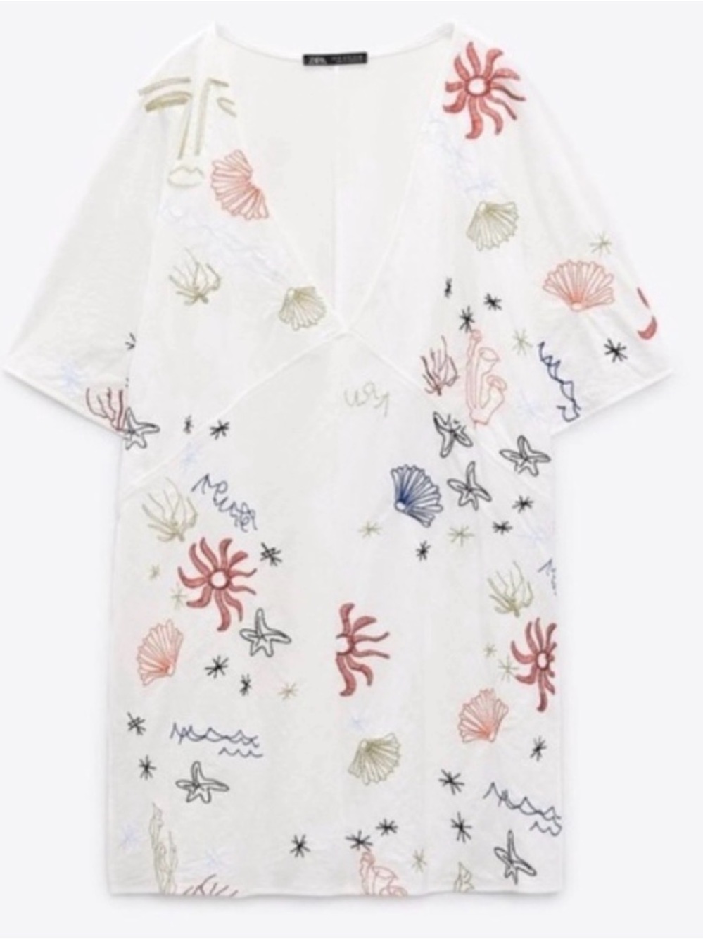 Zara White Embroidered CoverUps